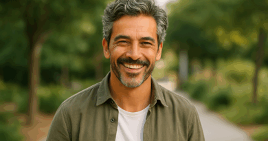 Homem grisalho feliz - Imagem gerada por IA