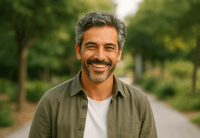 Homem grisalho feliz - Imagem gerada por IA