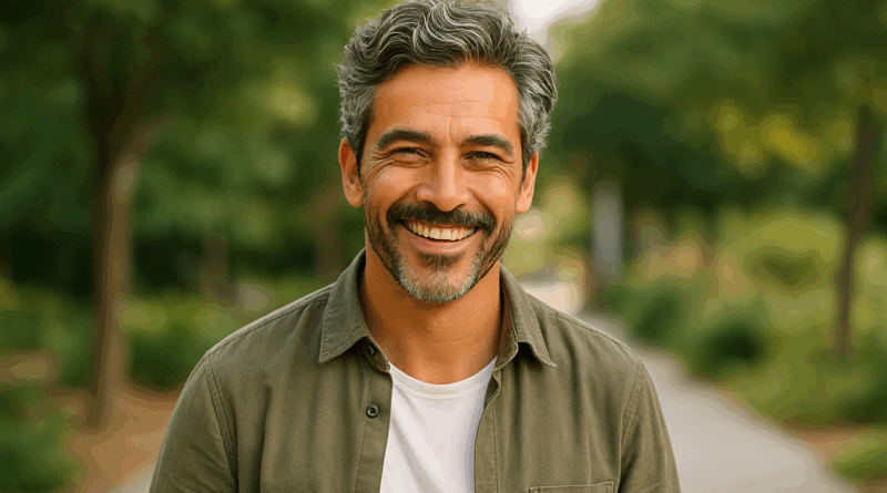 Homem grisalho feliz - Imagem gerada por IA