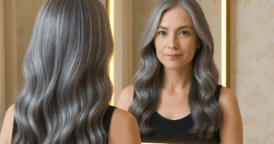 Mulher grisalha se olhando ao espelho - Imagem gerada por IA