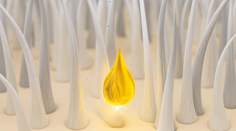 Imagem de fios capilares com uma gota de oleo - Imagem gerada por IA