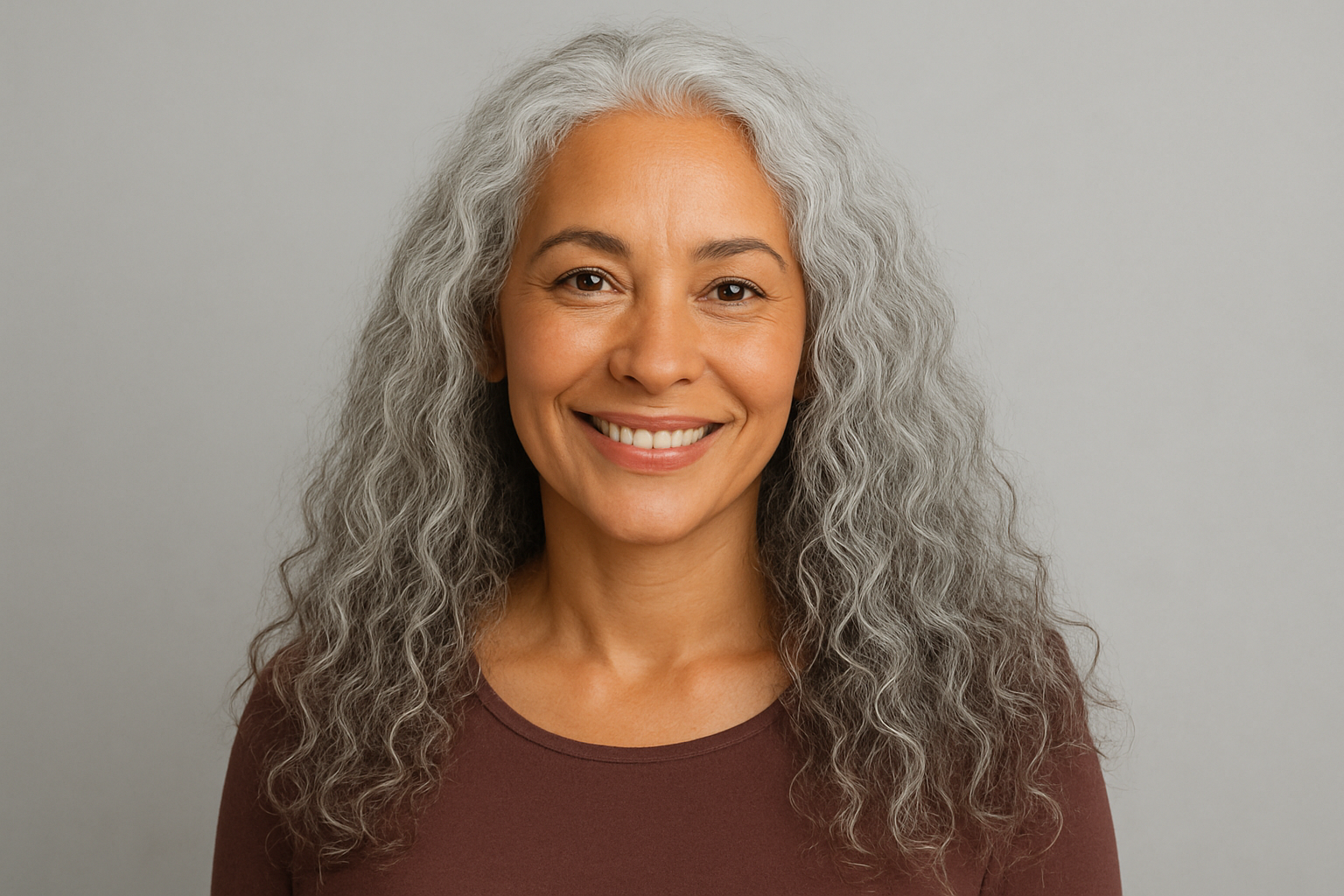 Mulher Morena Grisalha Cacheada I- Imagem gerada por IA