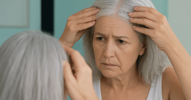 Mulher grisalha queda cabelo - Imagem gerada por IA