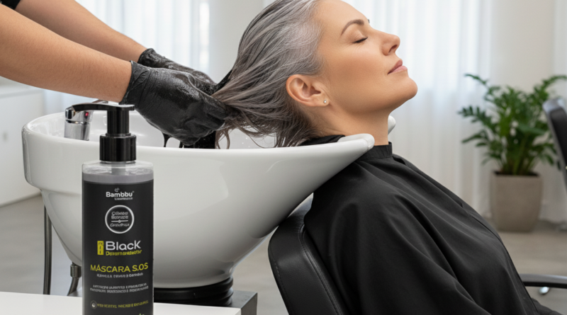 Mulher grisalha salao mascara sos - Imagem gerada por IA