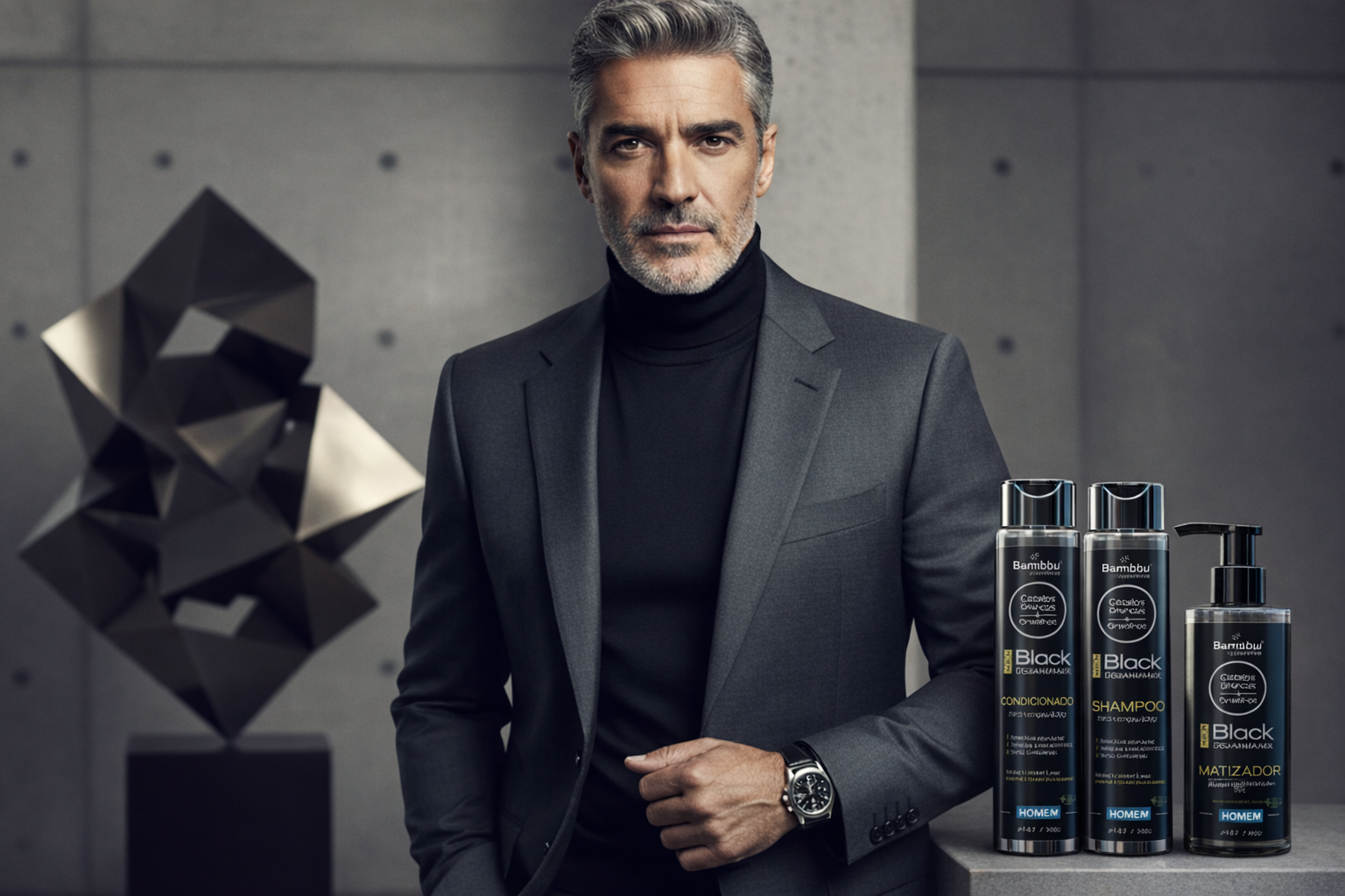 Homem grisalho - kit black desamarelador - homem - imagem gerada por IA